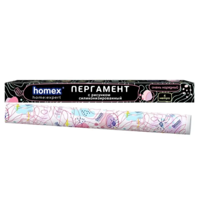 HOMEX пергамент д/выпечки силиконизированный с принтом 38см 4м