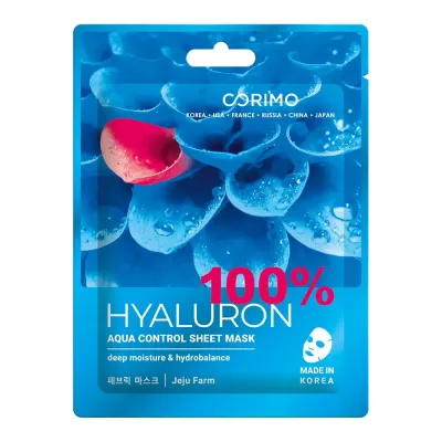 CORIMO маска д/лица тканевая акваконтроль 100% hyaluron 22г