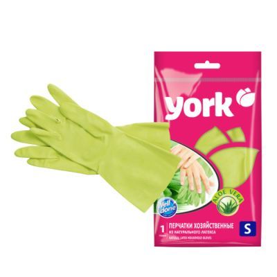 YORK перчатки резиновые с экстрактом алоэ р.S