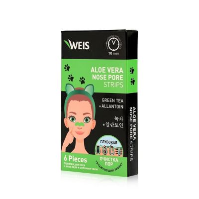 WEIS полоски д/носа очищающие с алоэ вера 6шт