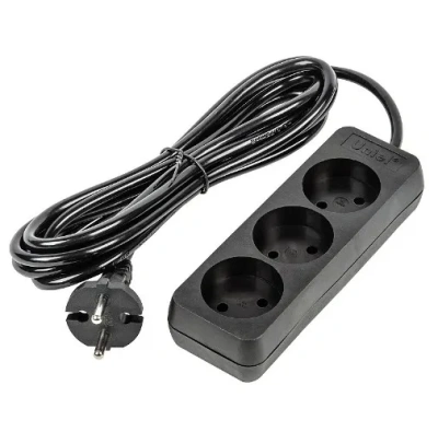 UNIEL удлинитель без заземления 10А 3гн. 3м S-CU3-3 BLACK